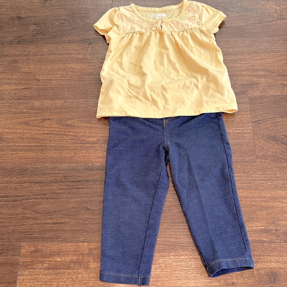 Carter’s short sleeve tee and denim leggings. Size 18 months